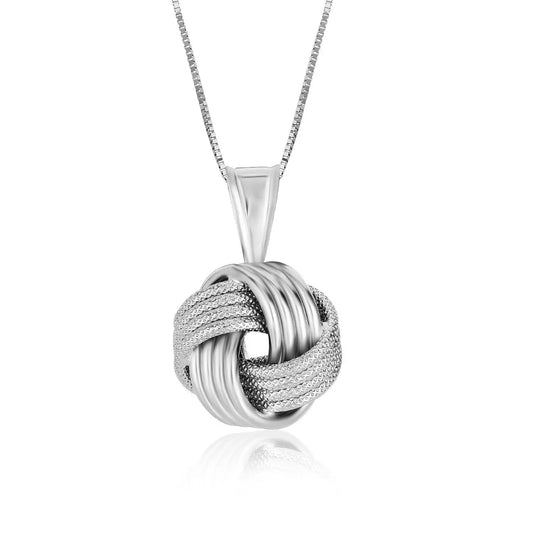 Sterling Silver Pendant with a Ridge Textured Love Knot Design RCJ