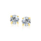 14k Yellow Gold Stud Earrings with White Hue Faceted Cubic Zirconia(7mm) RCJ