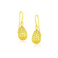 14k Yellow Gold Teardrop Drop Earrings with Honeycomb Texture RCJ