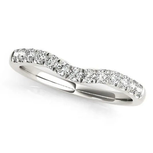 14k White Gold Diamond Curved Design Wedding Band (1/4 cttw)Monde Trend