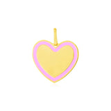 14k Yellow Gold and Pink Enamel Heart Pendant RCJ