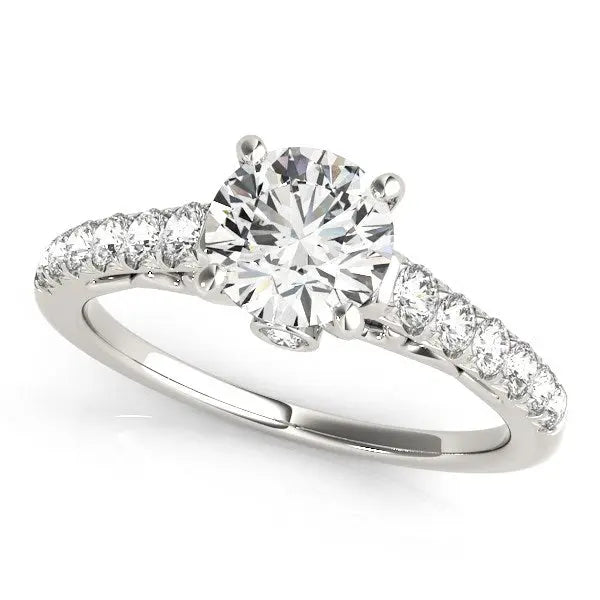 14k White Gold Scalloped Single Row Band Diamond Engagement Ring (1 3/8 cttw) RCJ