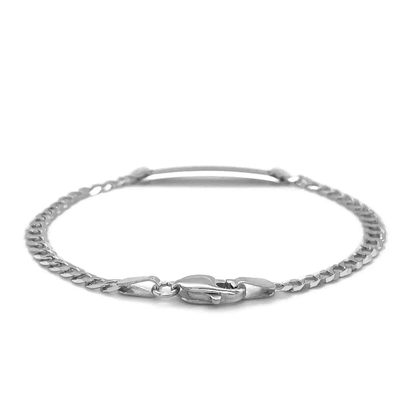 14k White Gold Curb Link Chain Polished Childrens ID Bracelet (3.00 mm)Monde Trend