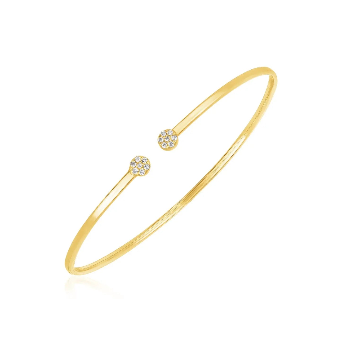 14k Yellow Gold High Polish Diamond Cluster Bangle (2.00 mm) RCJ