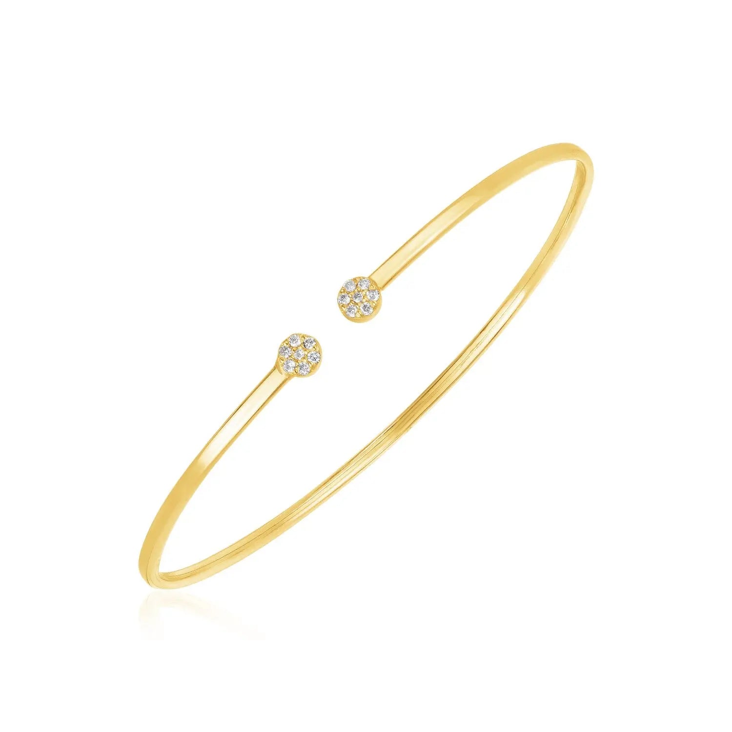 14k Yellow Gold High Polish Diamond Cluster Bangle (2.00 mm) RCJ