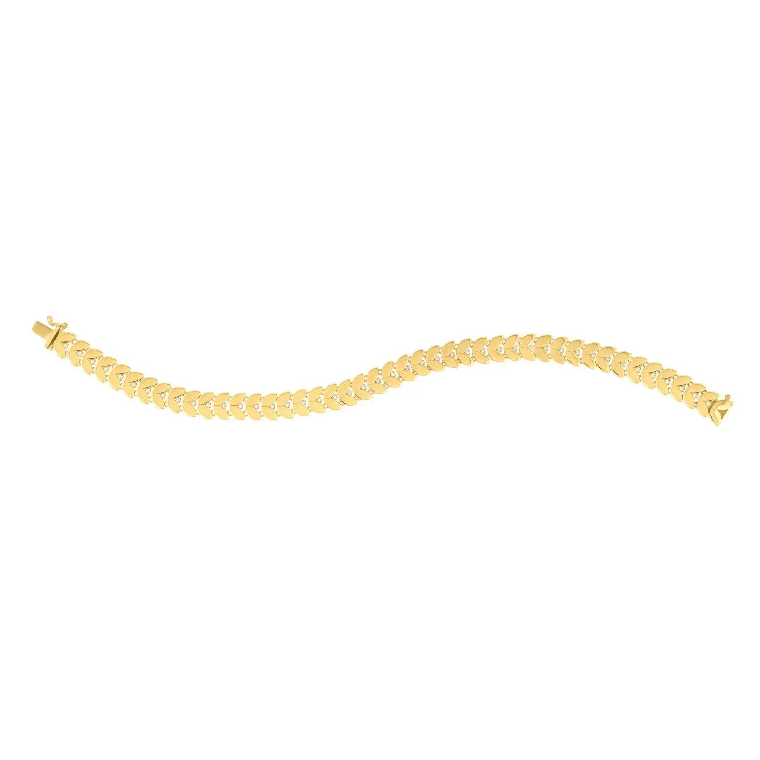 14k Yellow Gold 7 1/2 inch Laurel Leaf Bracelet with Diamond (7.40 mm) RCJ