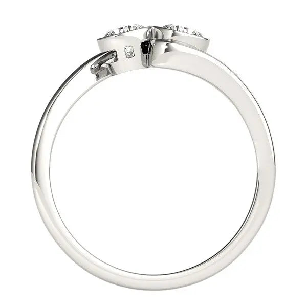 14k White Gold Bezel Set Curved Band Two Stone Diamond Ring (1/2 cttw)Monde Trend