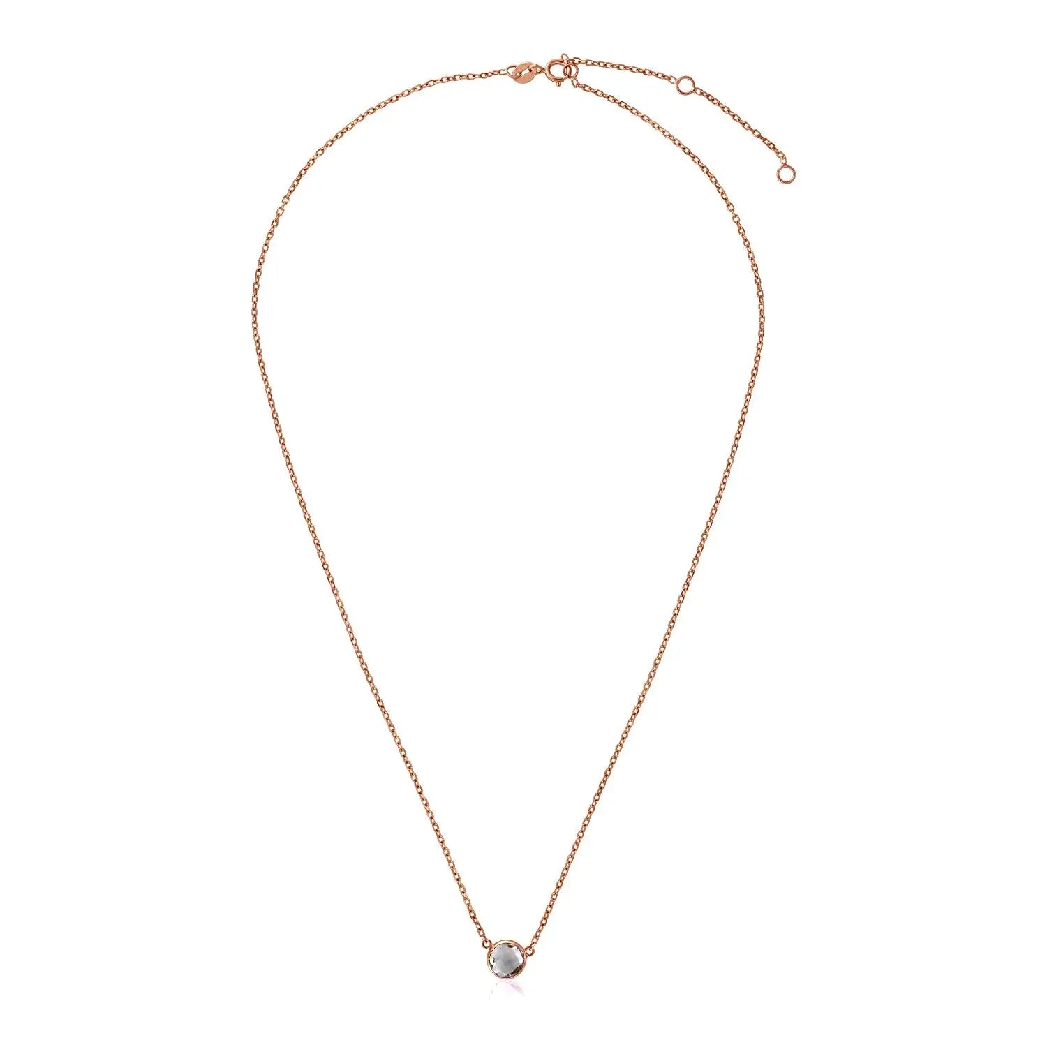 14k Rose Gold 17 inch Necklace with Round White TopazMonde Trend