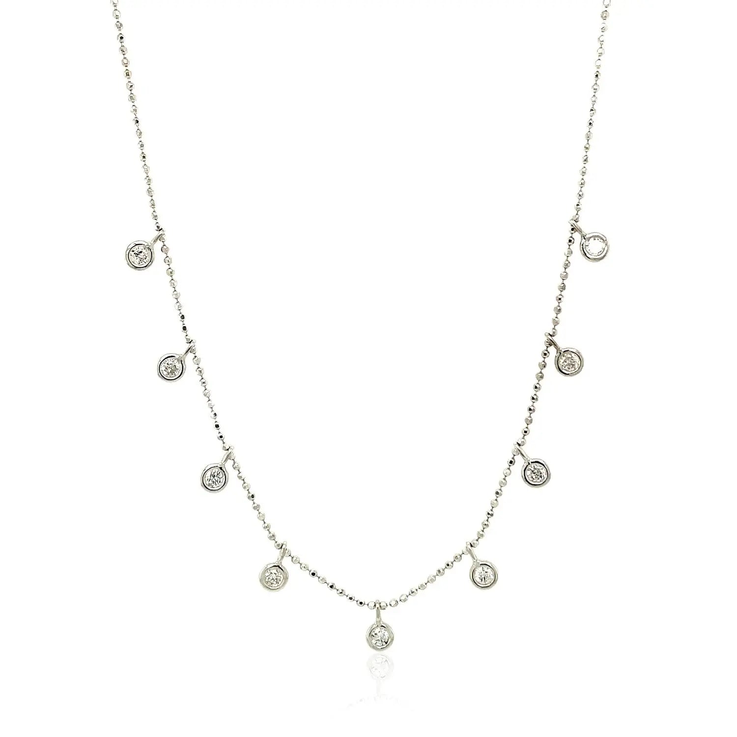 14k White Gold Necklace with Round Diamond CharmsMonde Trend