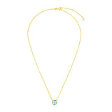 14k Yellow Gold 17 inch Necklace with Cushion Blue Topaz RCJ