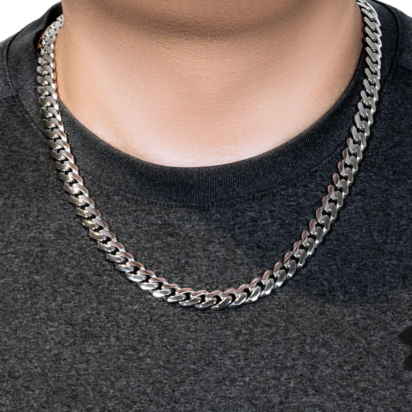 14k White Gold 22 inch Polished Curb Chain NecklaceMonde Trend