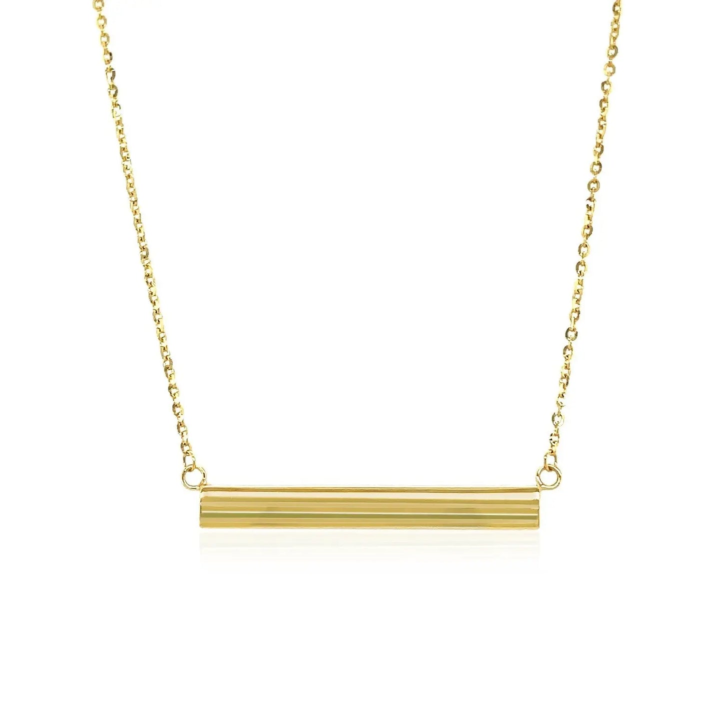 14k Yellow Gold Chain Necklace with a Shiny Flat Bar RCJ