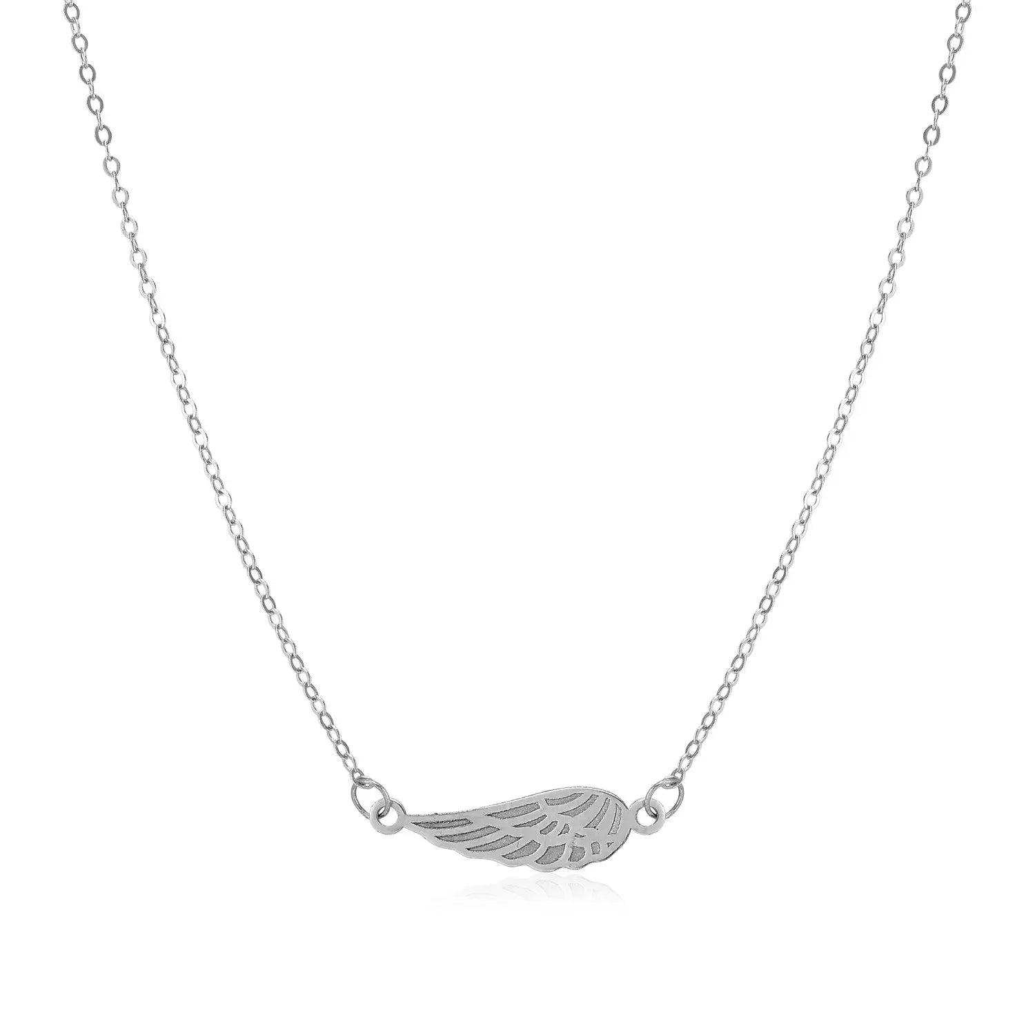 14K White Gold Angel Wing NecklaceMonde Trend