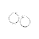 Sterling Silver Rhodium Plated Polished Look Hoop Earrings (3x25mm) RCJ