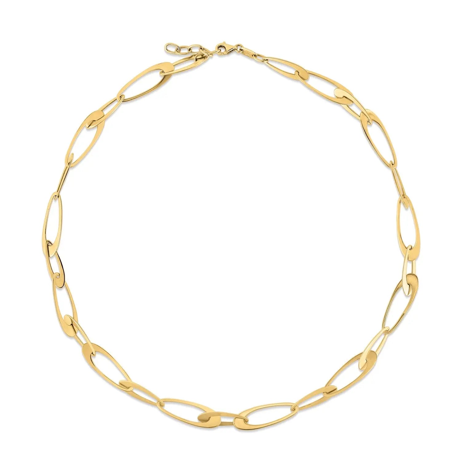 14K Yellow Gold Italian Oval Links Necklace RCJ