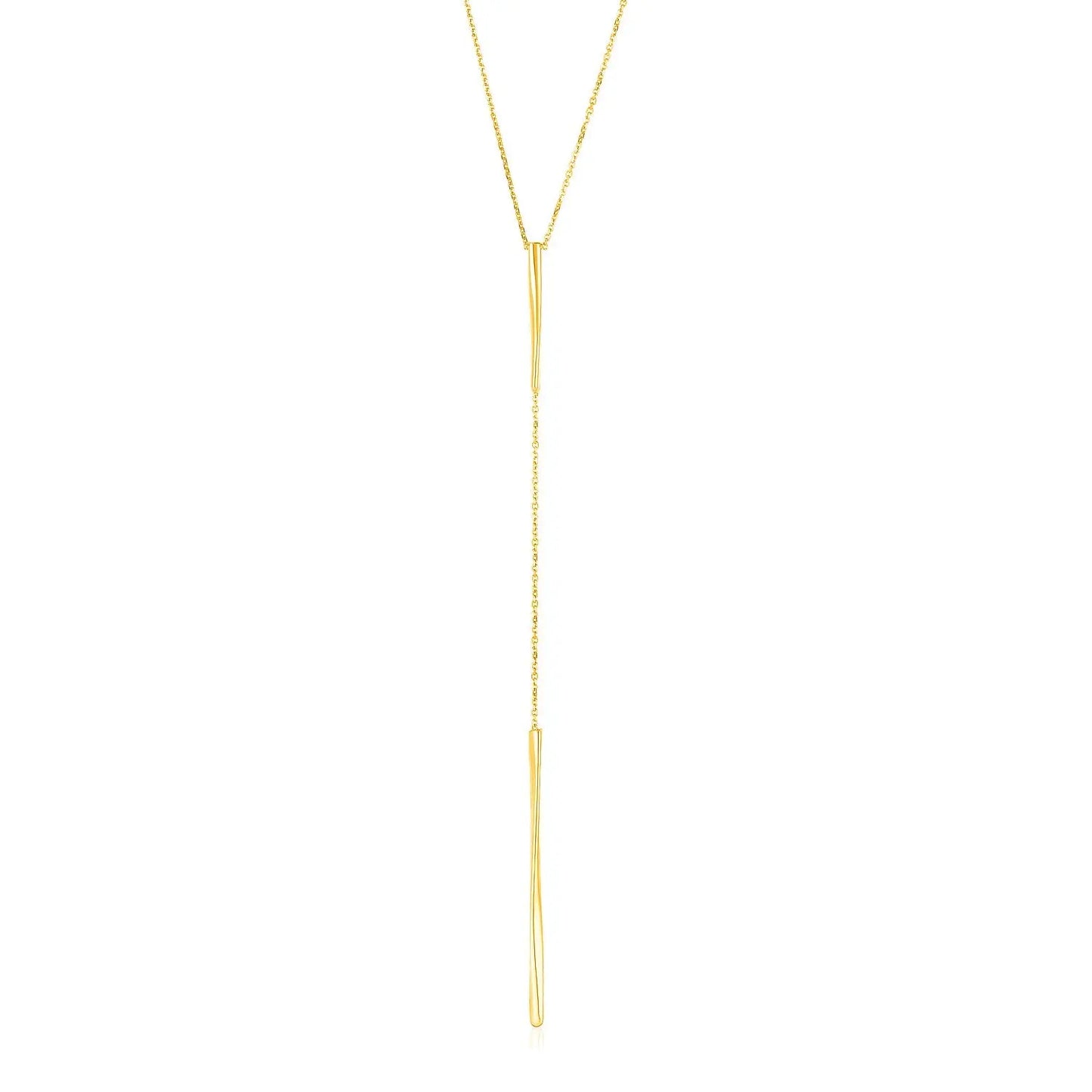 14k Yellow Gold Lariat Necklace with Polished Twisted Bars RCJ