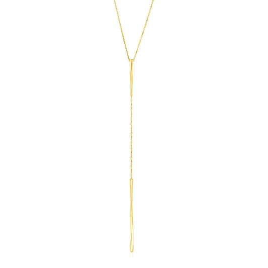 14k Yellow Gold Lariat Necklace with Polished Twisted Bars RCJ