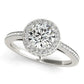 14k White Gold Round Diamond Engagement Ring with Pave Set Halo (1 1/2 cttw) RCJ