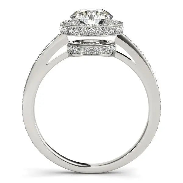 14k White Gold Round Diamond Engagement Ring with Pave Set Halo (1 1/2 cttw) RCJ