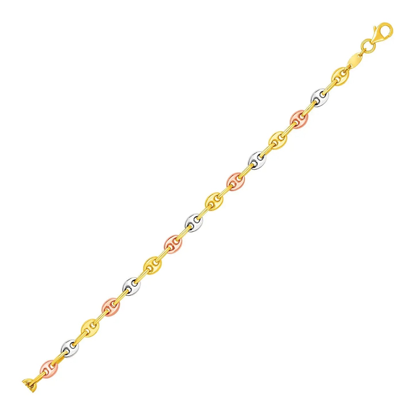 14k Tri Color Gold Mariner Link Bracelet (4.90 mm)Monde Trend