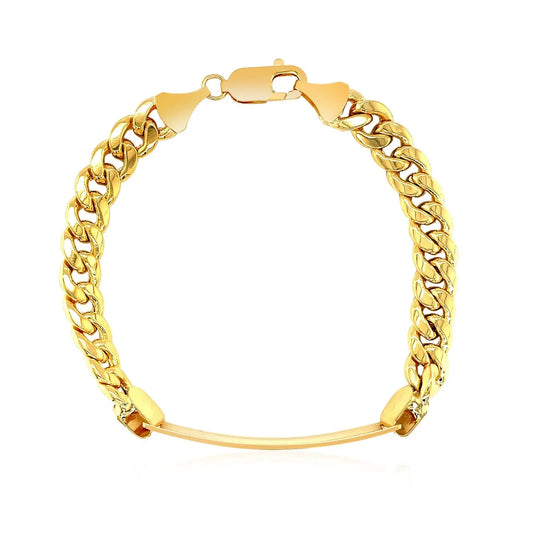 14k Yellow Gold Mens ID Cuban Chain Bracelet (8.00 mm) RCJ