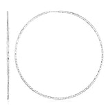 Sterling Silver Large Textured Round Hoop Earrings(1.6x70mm) RCJ