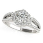 14k White Gold Diamond Engagement Ring with Hexagon Halo Border (7/8 cttw)Monde Trend