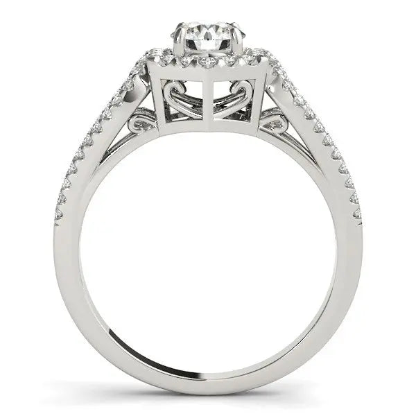 14k White Gold Diamond Engagement Ring with Hexagon Halo Border (7/8 cttw)Monde Trend