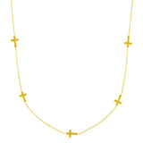 14k Yellow Gold Chain Necklace with Cross Stations RCJ