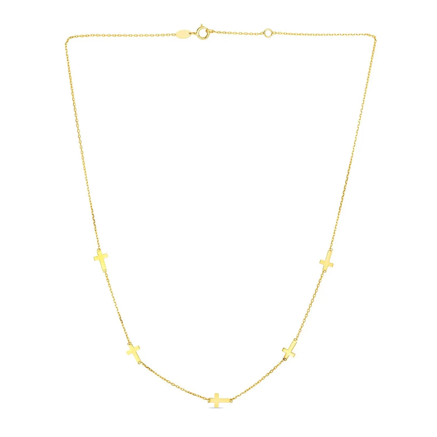 14k Yellow Gold Chain Necklace with Cross Stations RCJ