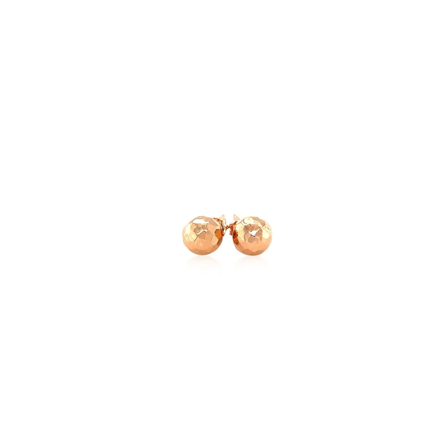 14k Rose Gold Round Faceted Style Stud Earrings(7mm)Monde Trend