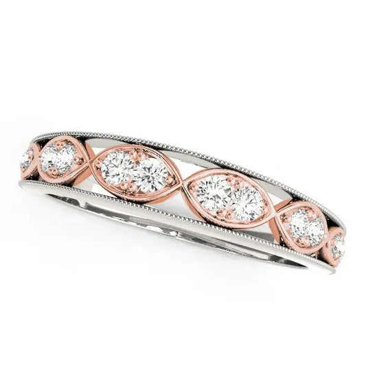 14k White And Rose Gold Infinity Style Diamond Band (1/5 cttw)Monde Trend