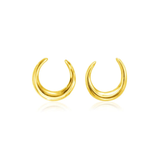 14k Yellow Gold Polished Moon Earrings RCJ