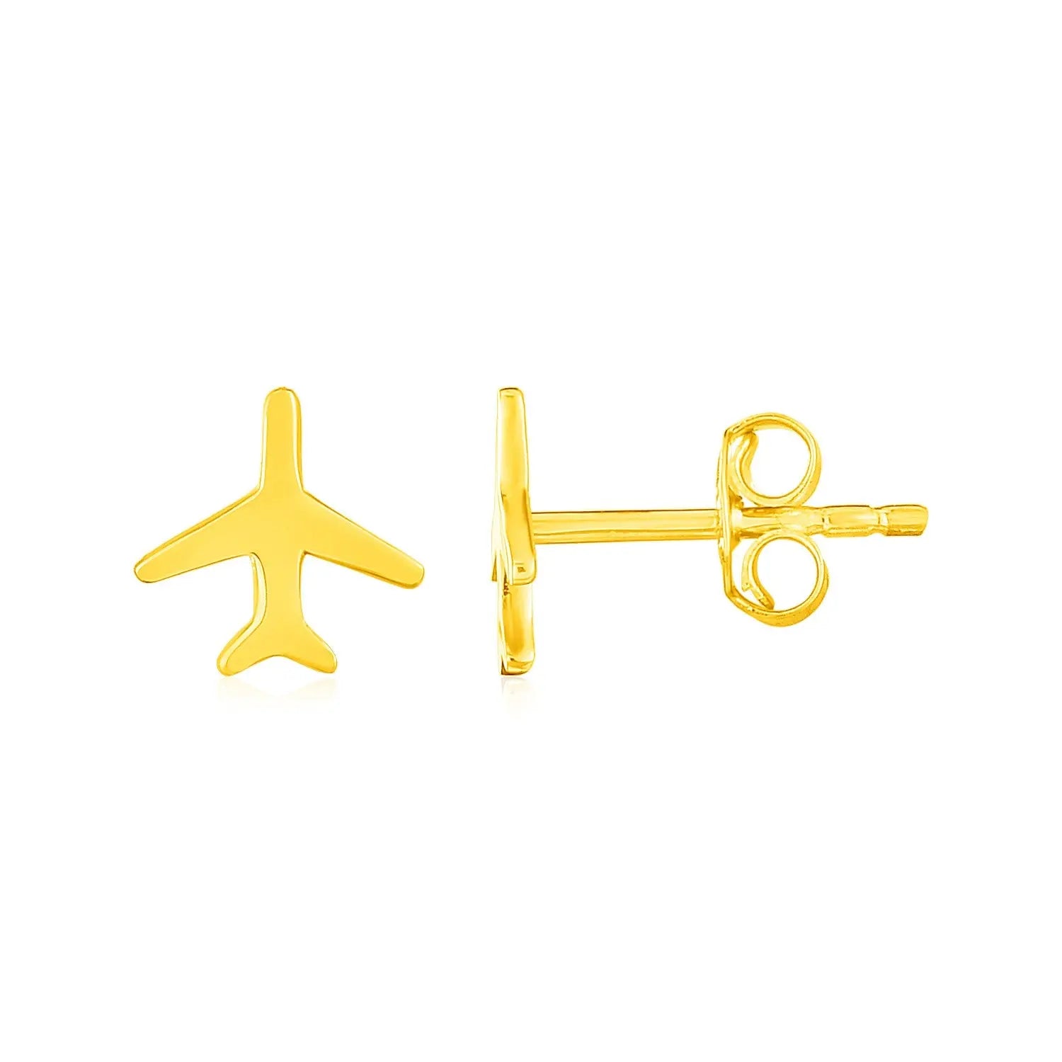 14K Yellow Gold Airplane Earrings RCJ