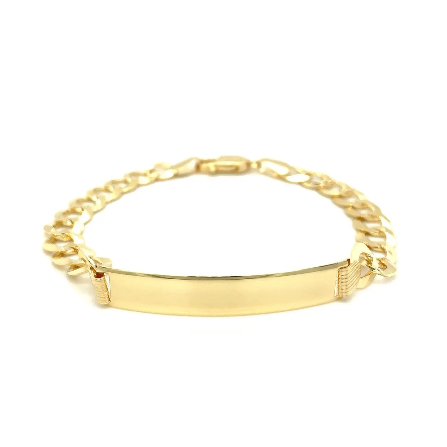 14k Yellow Gold 8 1/2 inch Mens Curb Chain ID Bracelet (8.30 mm) RCJ