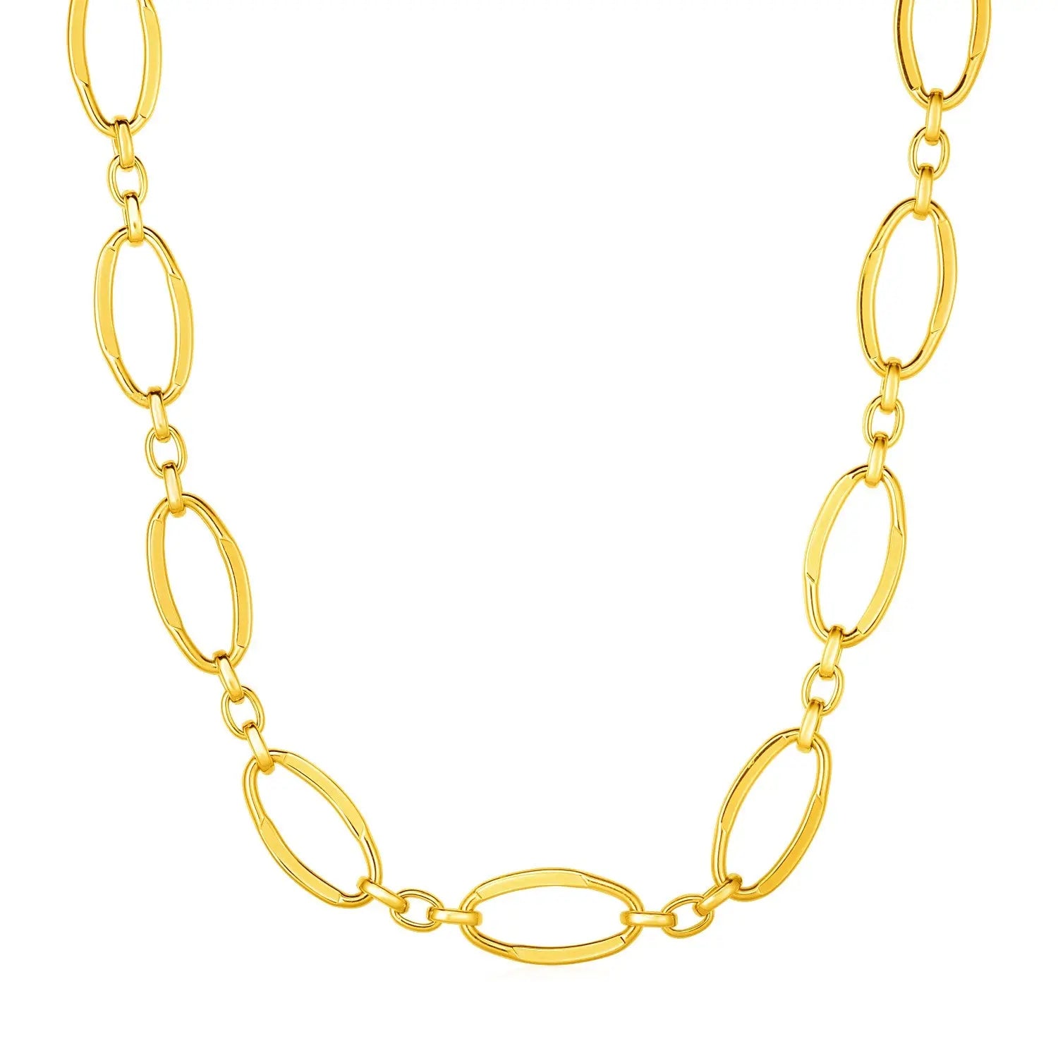 14k Yellow Gold Necklace with Polished Oval Links RCJ