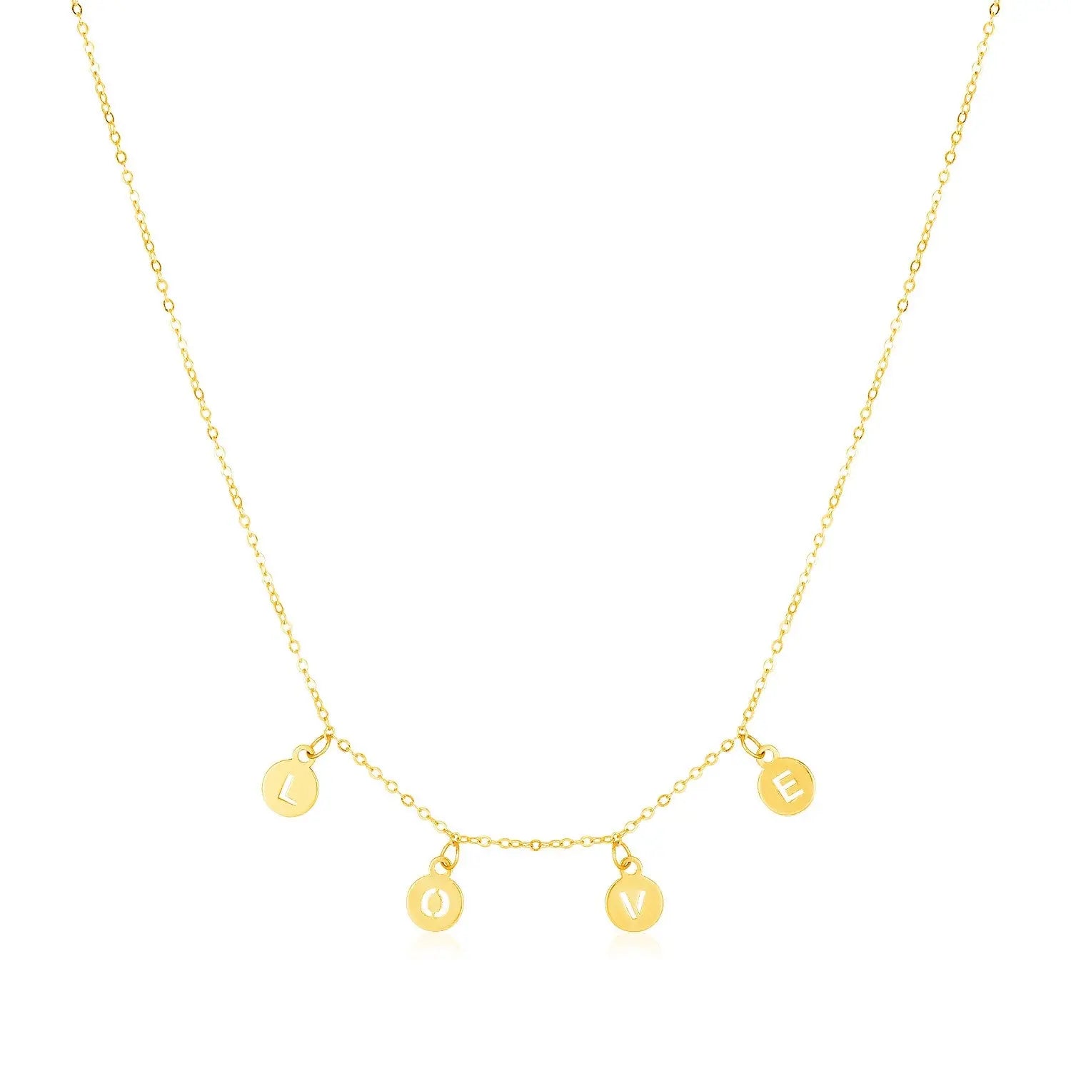 14k Yellow Gold Love Necklace with Circle Drops RCJ