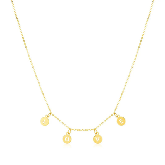 14k Yellow Gold Love Necklace with Circle Drops RCJ