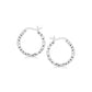 Sterling Silver Faceted Design Hoop Earrings with Rhodium Plating(2x15mm) RCJ