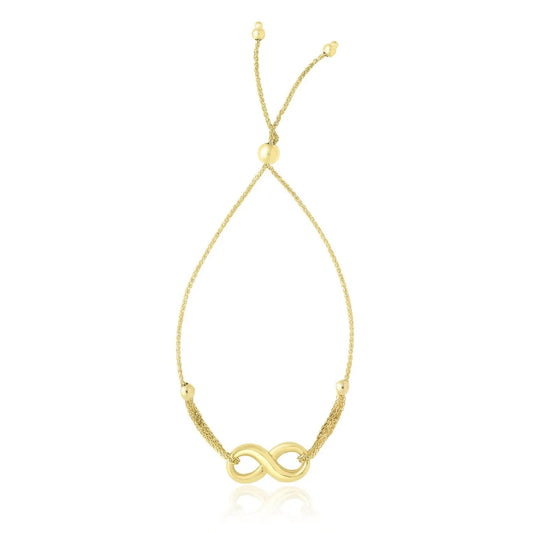 14k Yellow Gold Infinity Motif Adjustable Lariat Bracelet (1.00 mm) RCJ