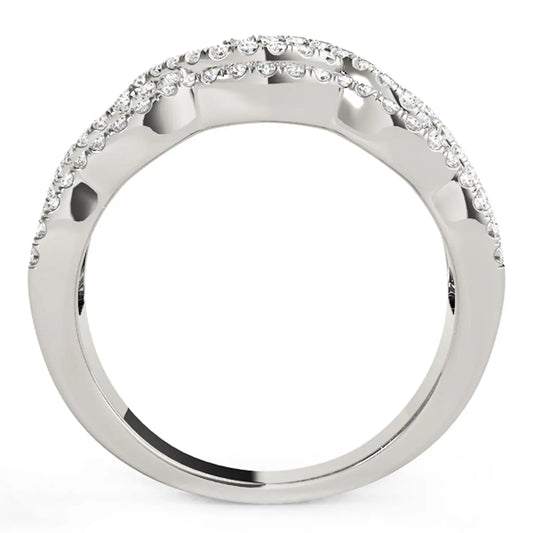 Diamond Studded Ring with Four Curves in 14k White Gold (5/8 cttw) RCJ