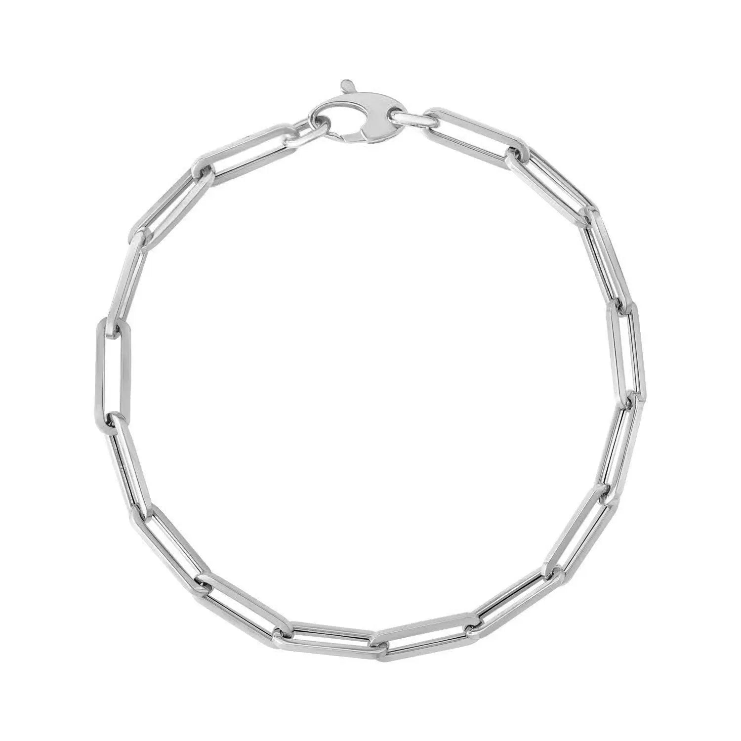 14K White Gold Bold Paperclip Chain Bracelet (4.20 mm)Monde Trend