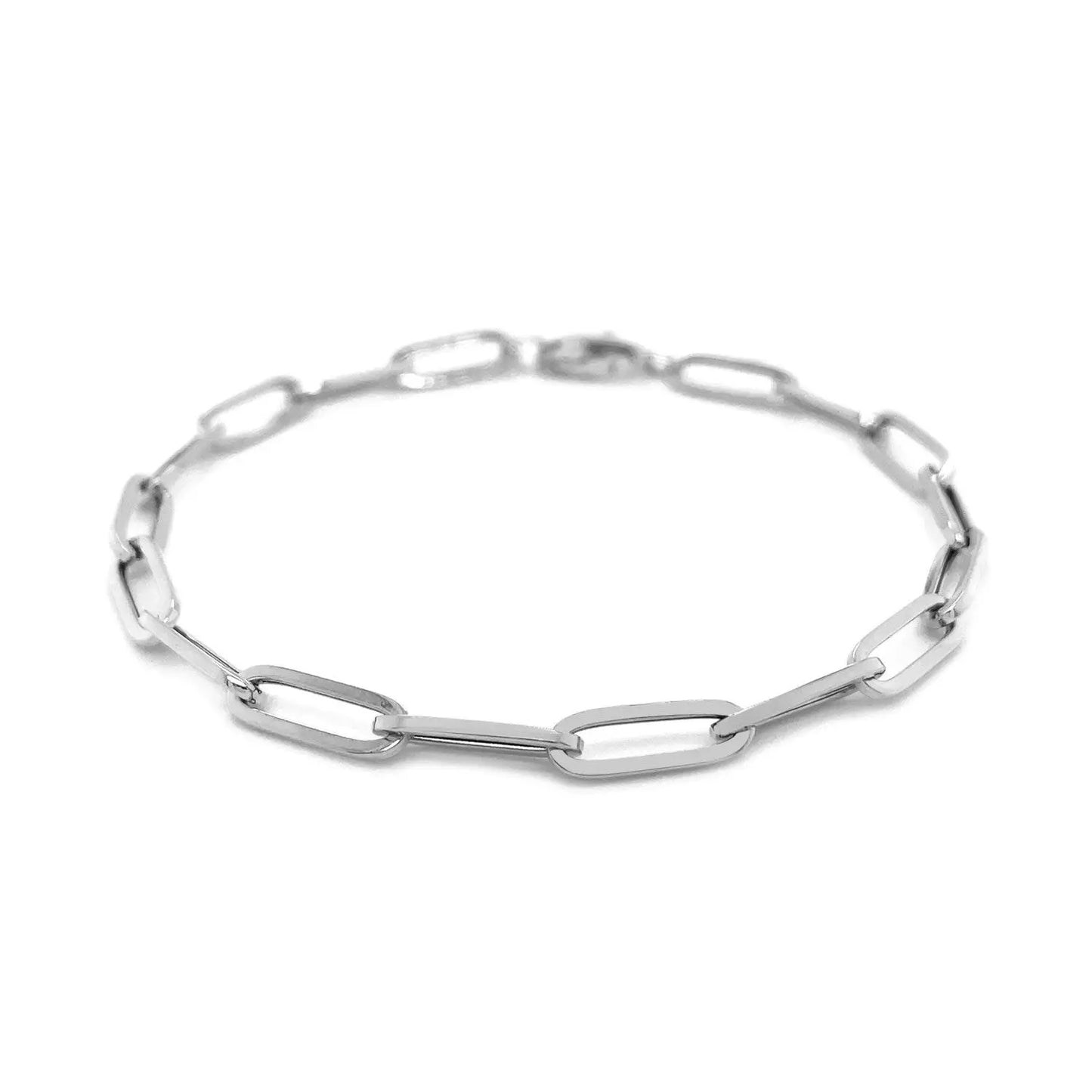 14K White Gold Bold Paperclip Chain Bracelet (4.20 mm)Monde Trend