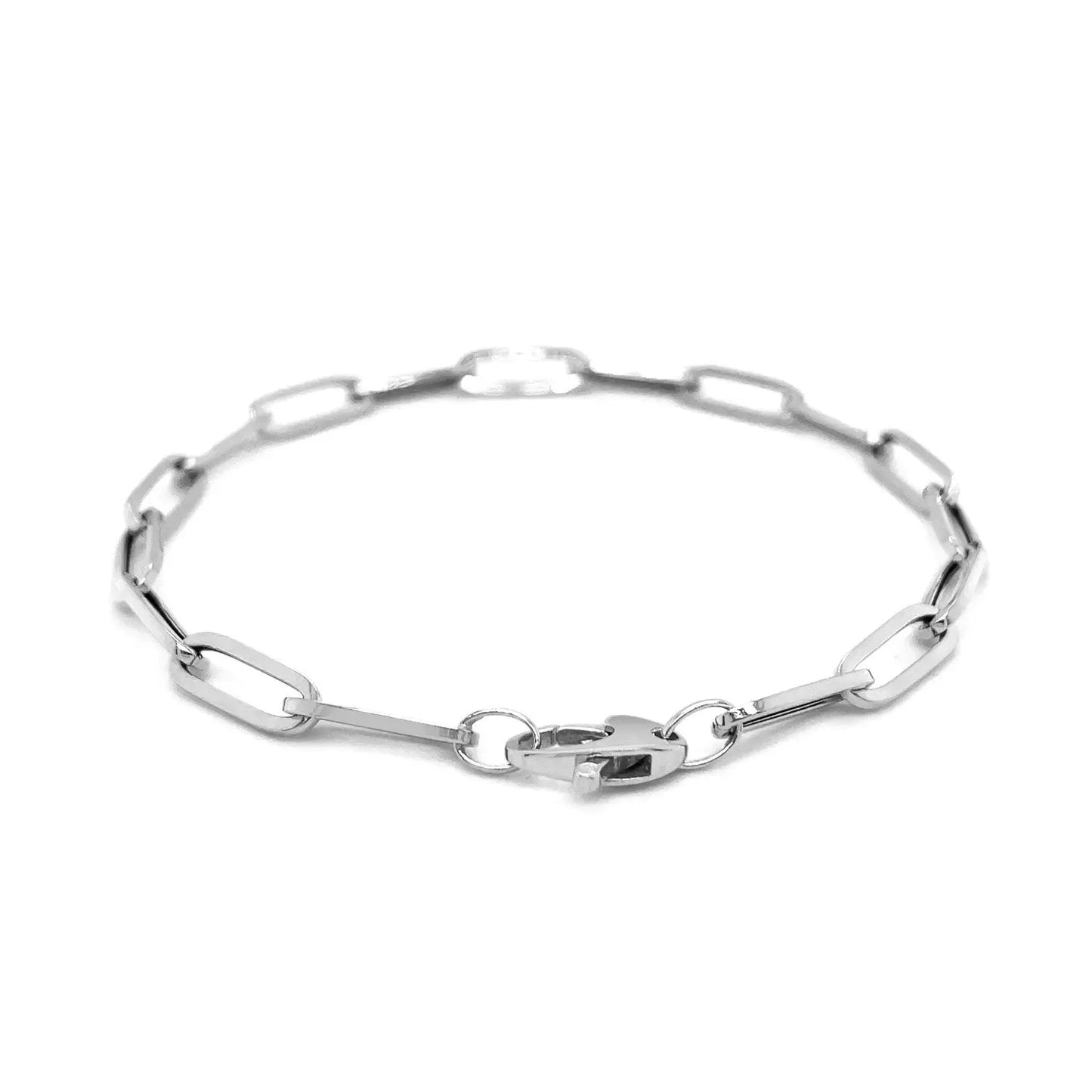 14K White Gold Bold Paperclip Chain Bracelet (4.20 mm)Monde Trend