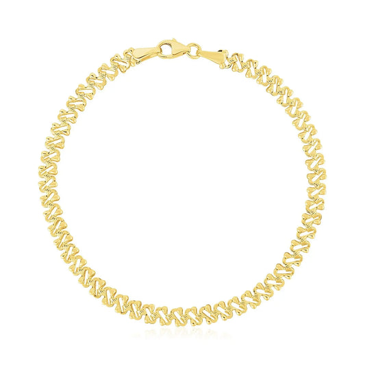 14k Yellow Gold High Polish Textured Fancy Chain Bracelet  (4.00 mm) RCJ