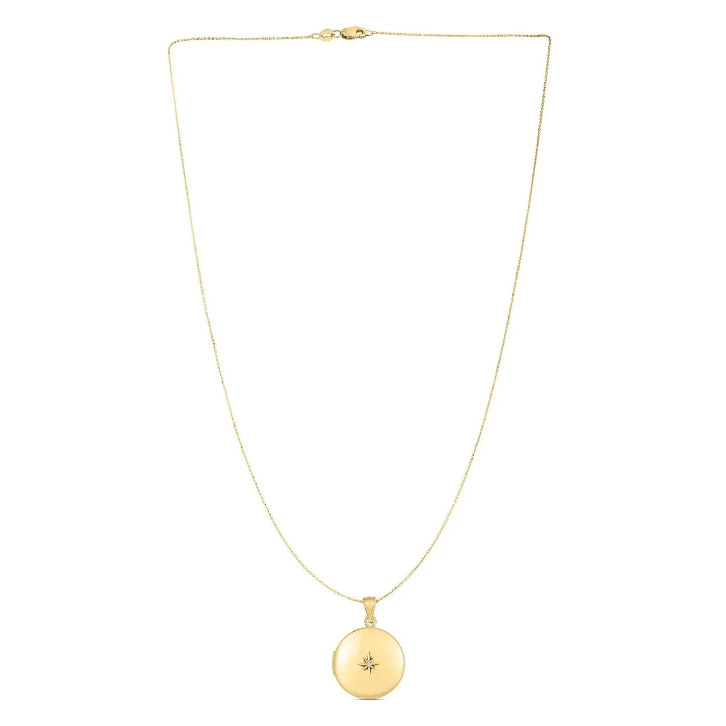 14k Yellow Gold Round North Star Locket Necklace RCJ