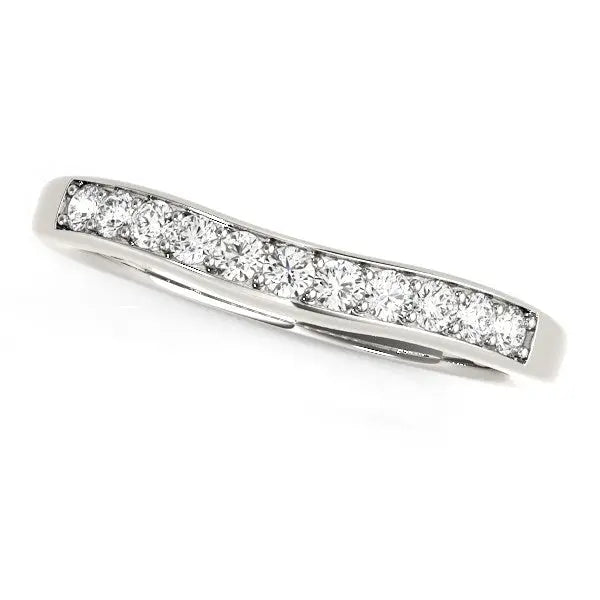 14k White Gold Curved Diamond Wedding Band (1/4 cttw)Monde Trend