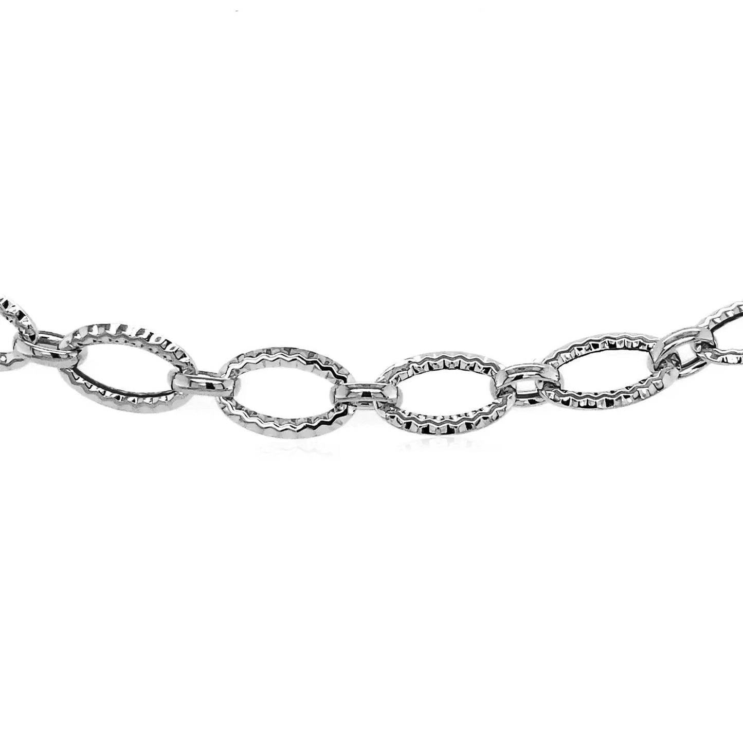 Textured Oval Link Bracelet in 14k White Gold (8.60 mm) RCJ