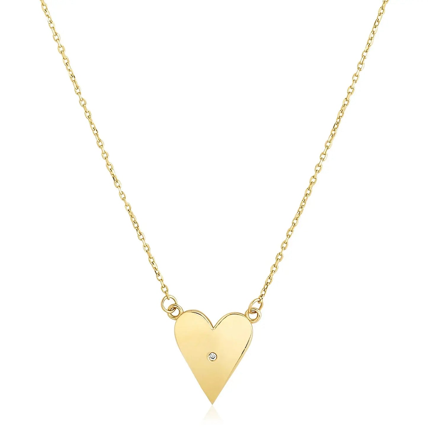 14k Yellow Gold High Polish Elongated Heart Necklace RCJ