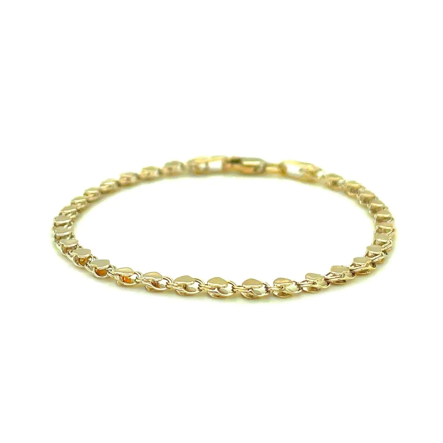 2.9mm 14k Yellow Gold Heart Anklet RCJ